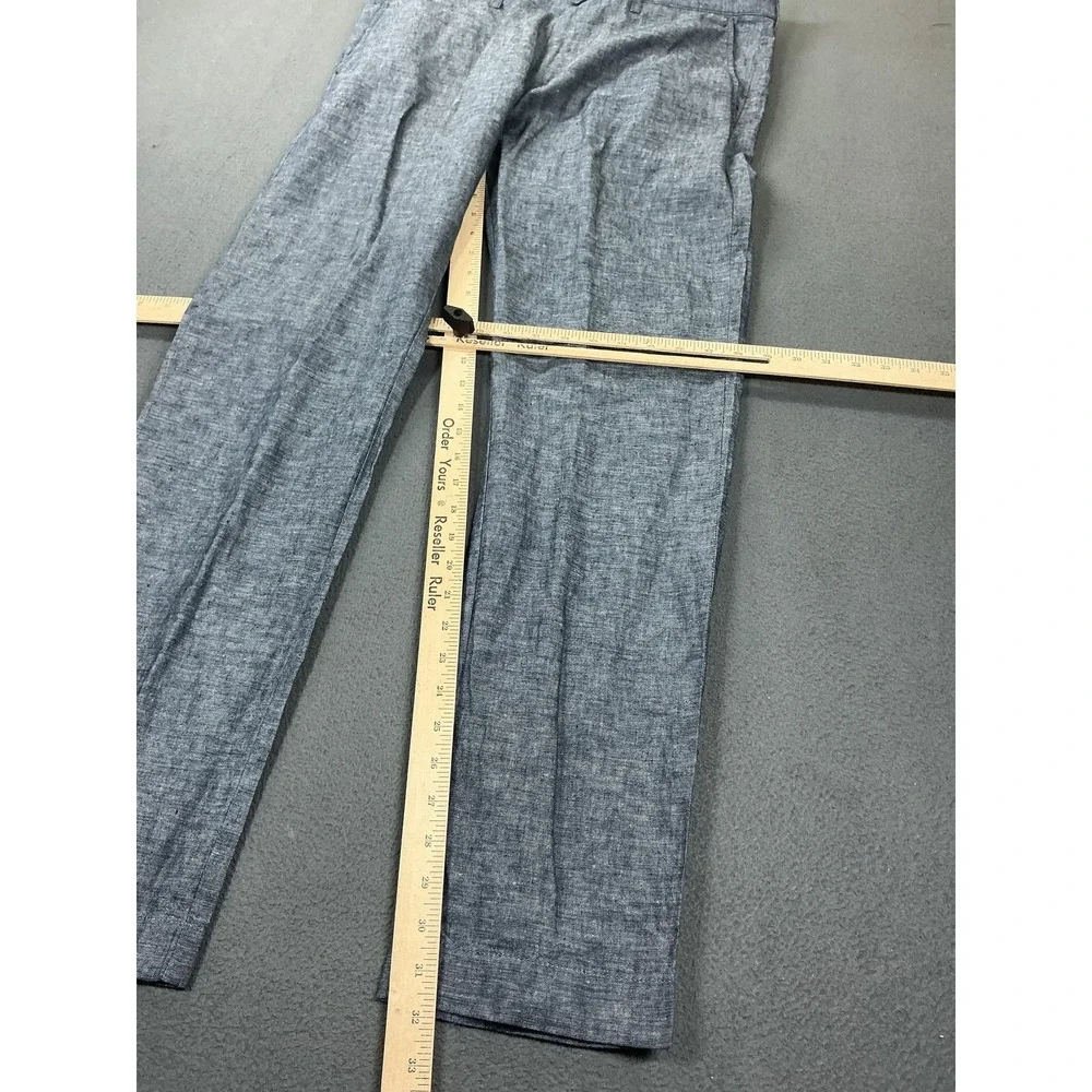 J.Crew The Driggs Pants Mens 35x32 Blue Linen Chambray Slim Chino‎ Preppy Spring